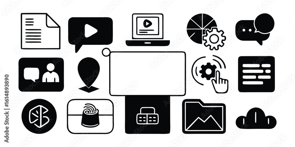 Poster vector art of collection of icons representing various business and technology concepts for digital 