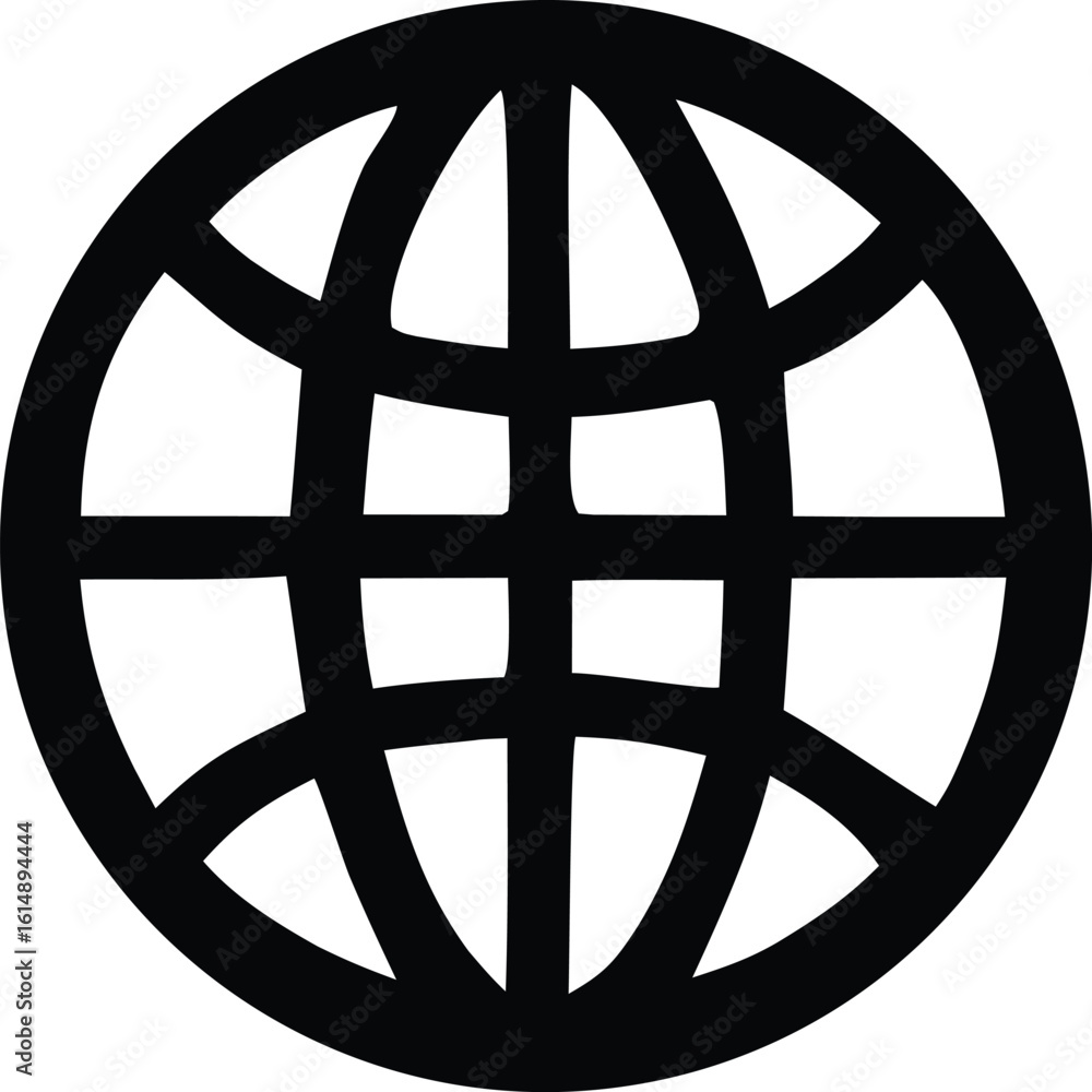 Aufkleber stylized black and white globe icon representing global connectivity and the internet with a grid of