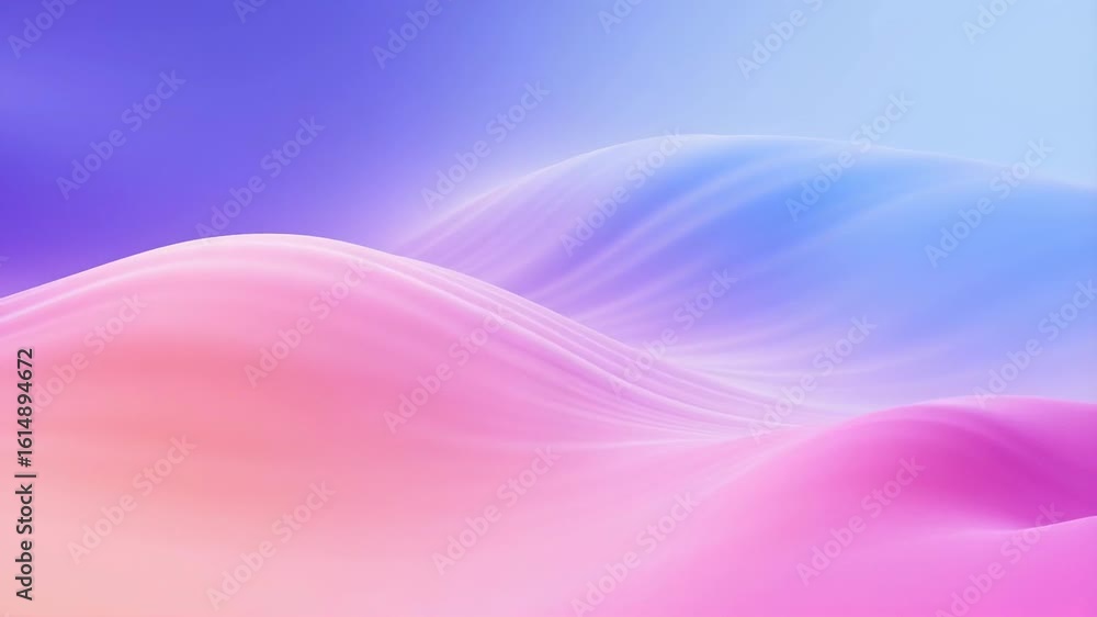 Poster smooth abstract waves in gradient pink and purple colors with soft flowing motion and elegant curves