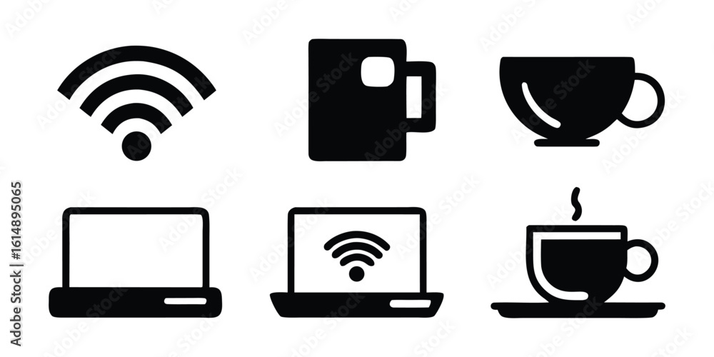 Poster vector art of a collection of modern technology and business icons representing innovation and digit