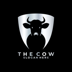 Cow shield logo design icon vector template. Cow protect logo design template