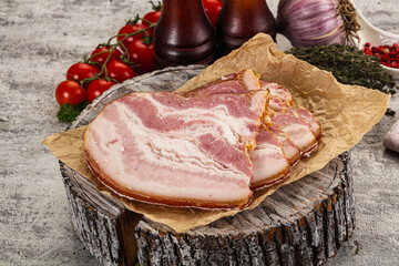 Smoked pork belly slices snack