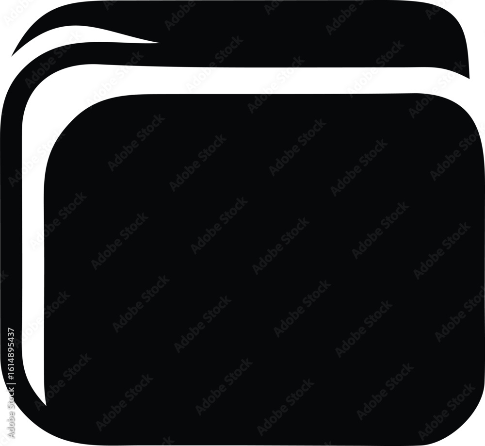 Poster a stylized minimalist black icon representing a folder with rounded corners and a white tab suggesti
