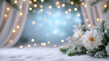 Snow-covered ground with vibrant flowers blooming, showcasing early spring contrast in natural setting.