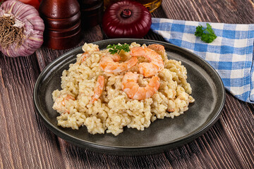 Gourmet risotto with prawn and cheese