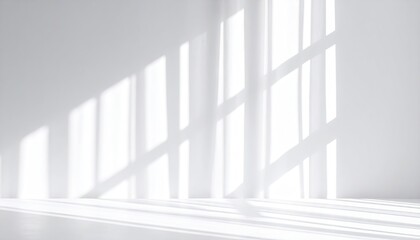 Fototapeta premium Abstract White Interior With Window And Shadow Lines Creating Geometric Patterns