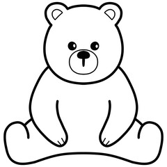 Hand drawn cartoon illustration outline of a sitting bear