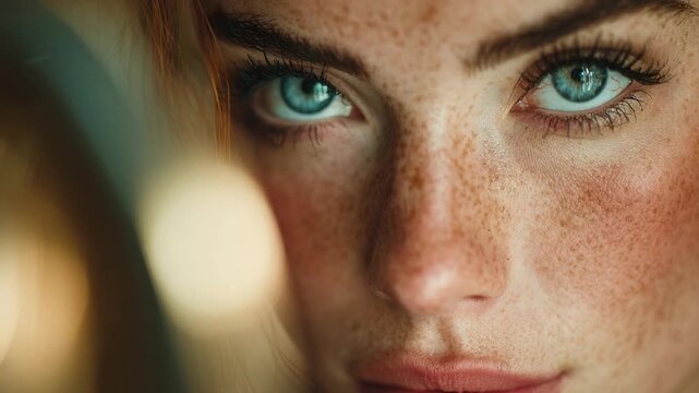 Freckled face close-up