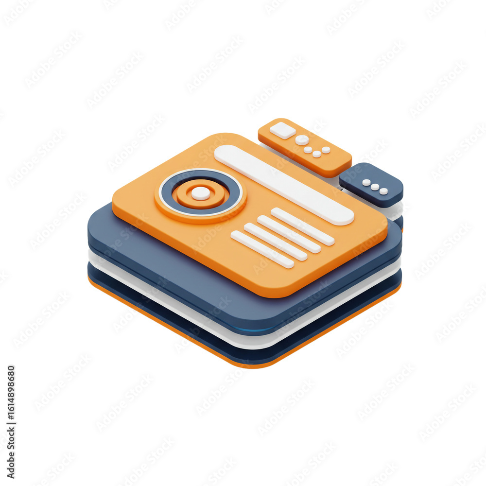 Aufkleber a stylized rendering showcases a layered digital interface design with vibrant colors and a modern a