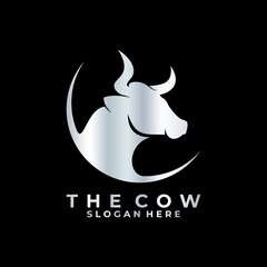 Cow Head Metal logo design vector template