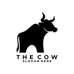 Abstract cow logo design template. Simple cow animal logo