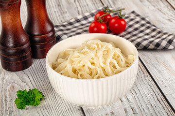 Boiled wheat asian udon noodles