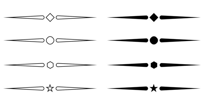 set of text separator shapes in outline. decorative line divider set. vector illustration.