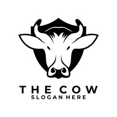 Cow Shield logo design vector. Cow or Farm protections logo icon template