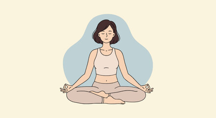 Woman meditating in lotus position, peaceful mindfulness