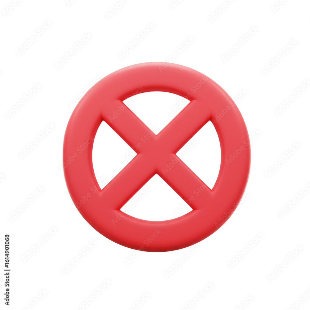 Poster a striking red three-dimensional cross within a circle represents a universal symbol of denial or ca