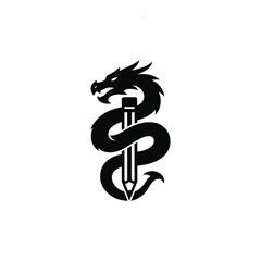 Stylized dragon illustration isolated on white background isolated on transparent background