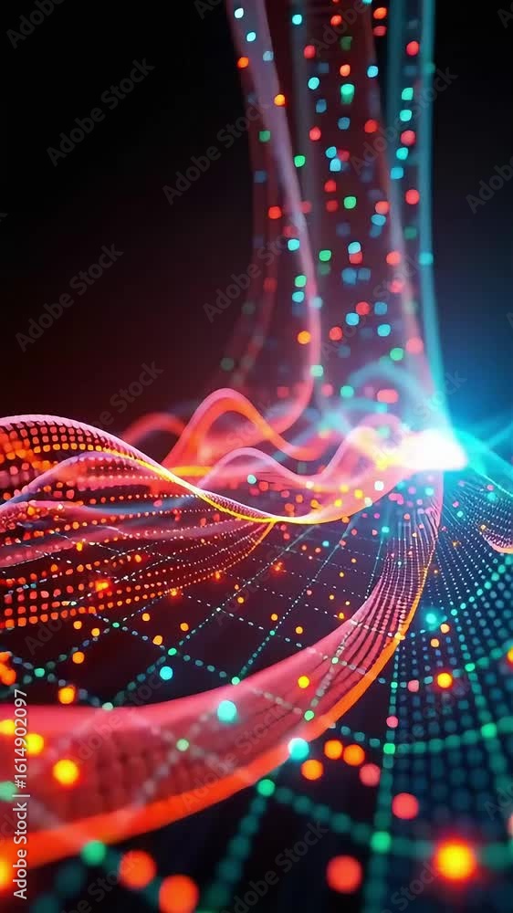 Aufkleber vibrant digital waves showcase colorful innovation and technology, creating mesmerizing abstract lig