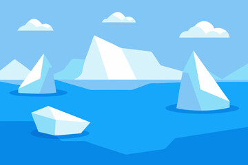 Icebergs floating in blue sea