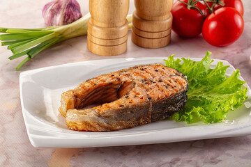 Gourmet grilled salmon fish steak