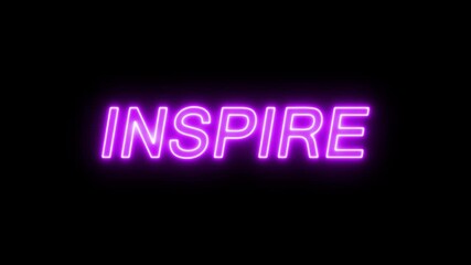 Animated glowing flickering neon inscription inspire. neon inspire text animation - Powered by Adobe