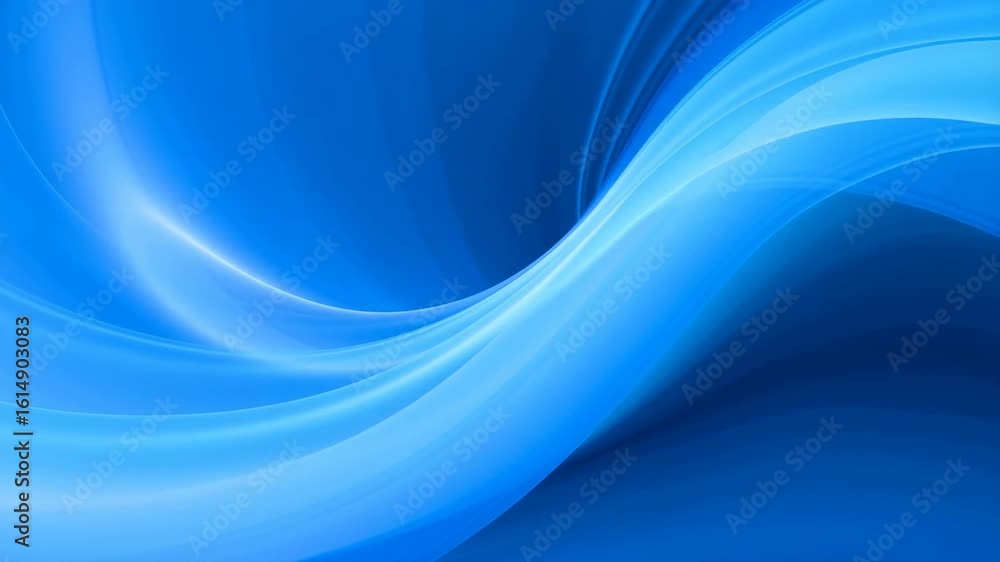 Poster smooth blue waves rippling and flowing with elegant curves in abstract motion background, seamless g