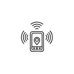  Pet GPS tracker icon with smartphone and location signal