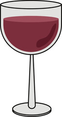 Vector illustration of a red wine glass filled with wine