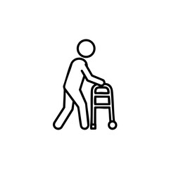  Walking aid icon for elderly or people with limited mobility