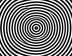 Naklejka premium Concentric circles in black and white, slightly distorted near the left edge