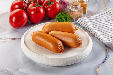 Boiled pork sausages for breakfast