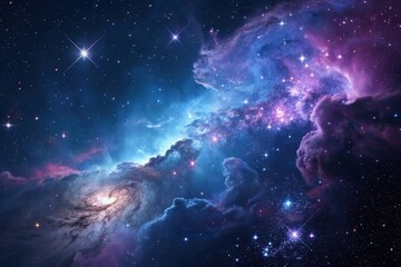 Obraz premium Cosmic Nebula: Vibrant Purple and Blue Space Background