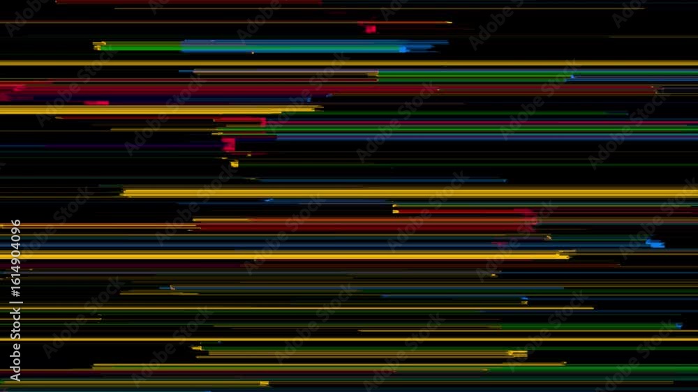 Poster colorful horizontal lines abstract animation on black background