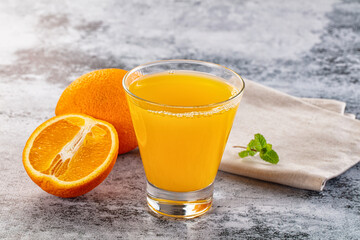 Fresh orange juice in the glass