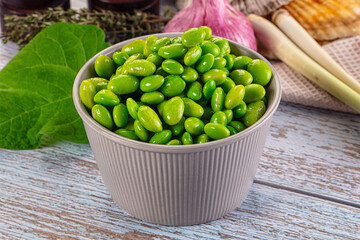 Edamame beans in the bowl