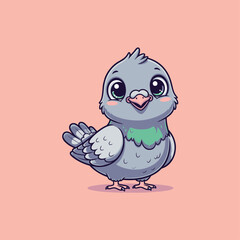 A cute happy lovely pigeon cartoon illustration