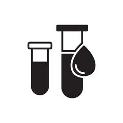 Chemistry vial glass icon. Biological and chemistry sample icon. Icon symbol for research, blood sample, laboratory. Vector illustration