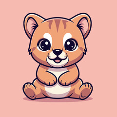 Fototapeta premium A cute happy lovely puma cartoon illustration