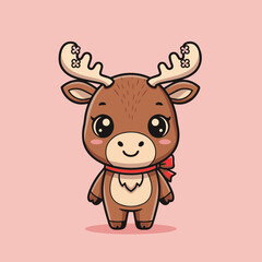 A cute happy lovely moose cartoon illustration