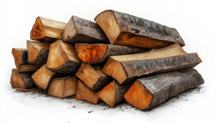 Sketch of a neatly stacked pile of cut logs