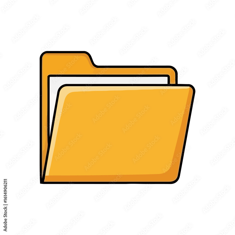 Fototapete a yellow 3d folder icon representing open business files and organized data documents for web storag