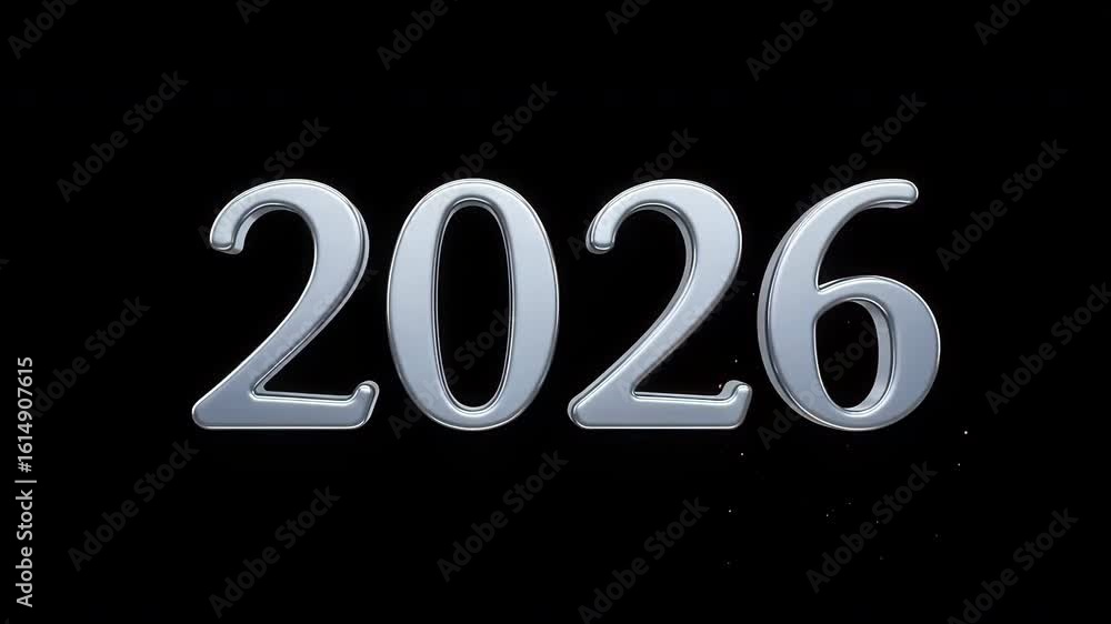Poster numbers 2026 and 2022 transform with sparkling golden light effects on black background, showcasing 