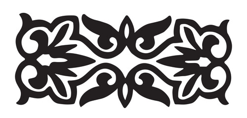Traditional floral ornament silhouette vector illustration