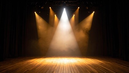 Empty stage lit by spotlights