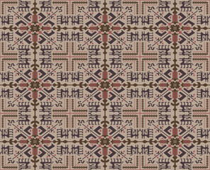 Japanese Tribal Diamond Motif Mosaic Vector Seamless Pattern