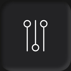 Simple line drawing of three pendulums on a dark background.