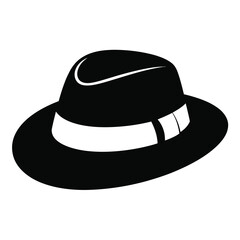Classic black fedora hat with white band