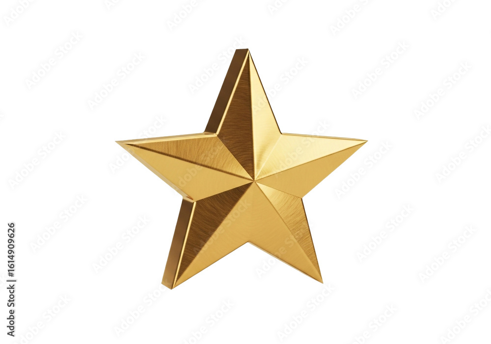 Poster A gleaming golden five-pointed star shines brightly with textured surfaces and sharp angles representing achievement.