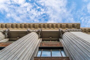 Exterior decoration of Banco de Crédito del Perú (BCP) in the historic center of Lima, Peru