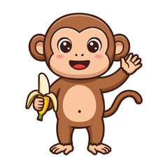 Cartoon Monkey with Banana